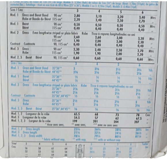 Style 1260 Sewing Pattern Child's Mock Wrap Dress Sailor's Beret Dress Size 6 - Picture 3 of 3